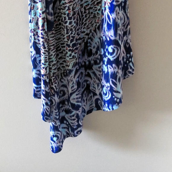 BCBGMaxAzria blue pattern short sleeve wrap dress XXS - Picture 5 of 8